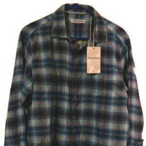 Tommy Bahama Shirt Blue Plaid NWT MEDIUM